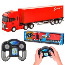 Brinquedo Caminhão Iveco De Controle Remoto Usual Com Carreta Baú Rodas Emborrachadas Brinquedo Caminhão Iveco De Controle Remoto Usual Com Carreta Baú Rodas Emborrachadas