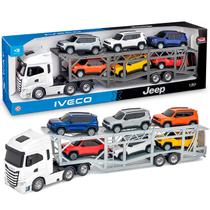Brinquedo Caminhão Iveco S-way Cegonha Com 6 Jeep Renegade