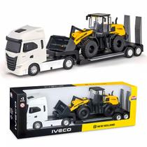 Brinquedo Caminhão Iveco S-Way Com Carregadeira W170B New Holland Miniatura Realista Brinquedo Caminhão Iveco S-Way Com Carregadeira W170B New Holland Miniatura Realista