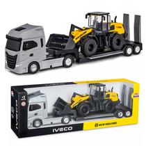 Brinquedo Caminhão Iveco S-Way Com Carregadeira W170B New Holland Miniatura Realista Brinquedo Caminhão Iveco S-Way Com Carregadeira W170B New Holland Miniatura Realista