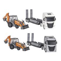 Brinquedo Caminhão Iveco S-Way Plataforma Retroescavadeira Case Usual Brinquedos - 691