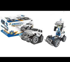 Brinquedo Caminhão-robô policial Transformers 2 em 1 com luz e som