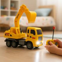 Brinquedo Caminhão Trator Escavadeira Controle Remoto E Luz
