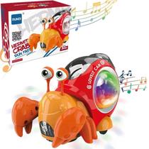 Brinquedo Caranguejo Fujão Com Luz Led, Sensor de Obstaculos Emite Som