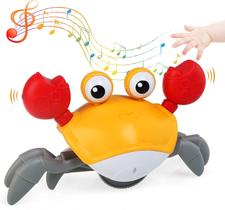 Brinquedo Caranguejo Fujão Música Luz Sensor - Amarelo
