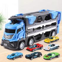 Brinquedo Carreta Cegonha Azul Dobravél Com 6 Carrinhos