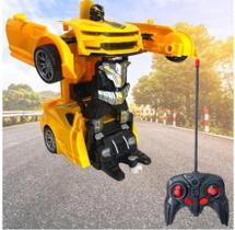 Brinquedo Carrinho Camaro Transformers Vira Robô Luz Som Bate Volta com controle remoto - TOYS