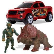 Brinquedo Carrinho Carro com Dinossauro e Soldado Dino Park - Samba Toys