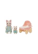 Brinquedo carrinho de bebe papai e bebe gatos pri sylvanian families