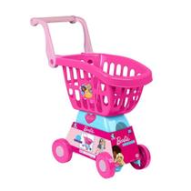 Brinquedo Carrinho de Compras Barbie Chef 49cm em Plástico Rosa e Azul Brincando de ir ao Mercado e Feira Cotiplas 2493