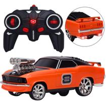 Brinquedo Carrinho de Controle Remoto Veloz Laranja C/ Som e Luz 1:16 - Castela