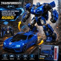 Brinquedo Carrinho de Controle Remoto Vira Robô Azul (Transformers)