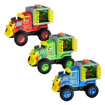Brinquedo Carrinho de Fricção Dino Transporte com Luz e Som Sortido - DM Toys