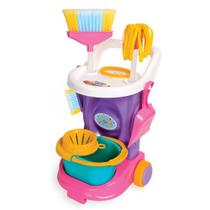 Brinquedo Carrinho De Limpeza Infantil Completo Cor Rosa