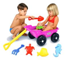 Brinquedo Carrinho De Puxar Infantil Rosa Praia - Kepler
