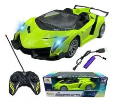 Brinquedo Carrinho Lamborghini Controle Remoto Recarregável Acende Farol.VD