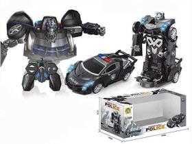 Brinquedo Carrinho Policia Transformes Recarregável de Controle Remoto(Preto)