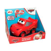 Brinquedo Carrinho Relâmpago Mcqueen Vermelho 18cm Os Olhos Giram e Mudam de Expressão Infantil Elka - 1182