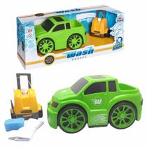 Brinquedo Carro Carrinho Com Lava Rápido Wash Garage Caminhonete Pick-Up Verde