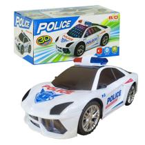 Brinquedo Carro De Polícia Com Luzes 3D Som E Movimento