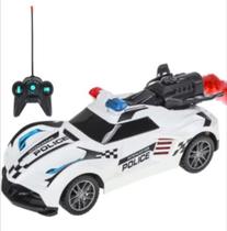 Brinquedo Carro De Policia Controle Remoto Luzes Solta Fumaça