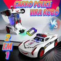 Brinquedo Carro de Polícia Vira Robô 2 em 1 Emite Som