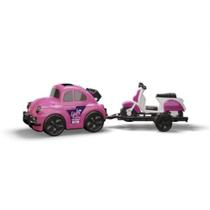 Brinquedo Carro Fusca Bug + Lambreta Scooter Orange Toys Cor Rosa