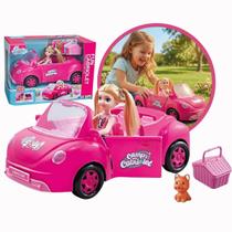 Brinquedo Carro Fusca Conversível Com Acessórios Mini Boneca Tipo Barbie Menina Presente Carrinho Kizumba