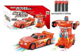 Brinquedo Carro Robô Transforma Com Som e Luz + 4 Pilhas - Toy King