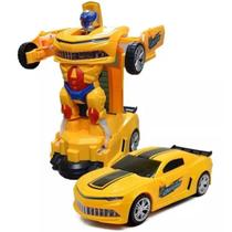 Brinquedo Carro Transformers Som Luz Vira Robô Camaro +