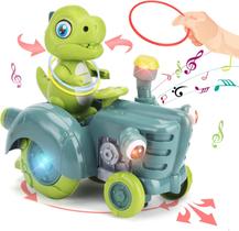 Brinquedo Carro Trator Dinossauro Elétrico Led E Música Bate E Volta