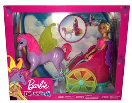 Brinquedo Carruagem Boneca Menina Barbie Princesa Loira Dreamtopia - Rosa E Roxo - Mattel