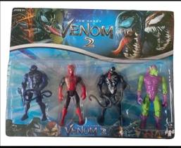 Brinquedo Cartela 4 Bonecos Homem Aranha E Venom Articulado 14 Cm Com Luz Led