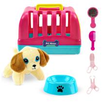 Brinquedo Casinha de Animais Pet House com Pelúcia Rosa ou Azul - BBR Toys