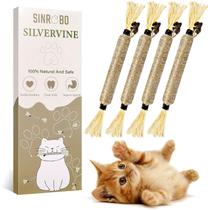 Brinquedo Cat Chew Toy SINROBO Silvervine Sticks para limpeza de dentes, pacote com 4 unidades