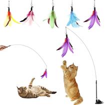Brinquedo Cat Feather Dorakitten Interactive com ventosa e 5 penas