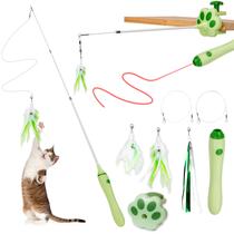 Brinquedo Cat Wand BEBOBBLY 3 em 1 retrátil com penas para gatos