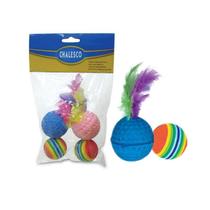 Brinquedo Chalesco Para Gatos Kit Bolas Catnip Colorido