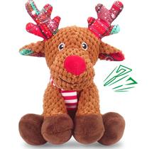 Brinquedo Christmas Dog Squeaky Luudoogs Reindeer com papel enrugado