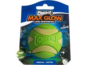 Brinquedo Chuckit Max Glow Ultra Squeaker Ball Brilha No Escuro Com Apito Para Cães Médio