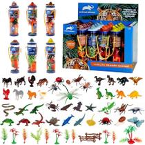 Brinquedo Coleção 6 x Tubos Bichos Miniaturas Colecionáveis Animal Planet +3