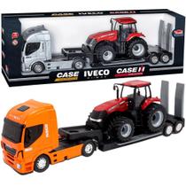 Brinquedo Colecionável Miniatura Caminhão Iveco Trator Case Laranja