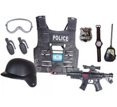 Brinquedo Colete Police Policial Militar 10 Peças