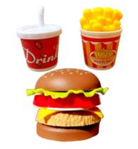 Brinquedo Comidinha Mini Hamburguer Refri e Batata Frita Fast Food Brinquedo Comidinha Mini Hamburguer Refri e Batata Frita Fast Food