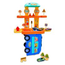 Brinquedo conjunto estacionamento de plastico, com acessorios
