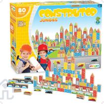 Brinquedo Construtor 80 Peças Madeira Pequeno Engenheiro