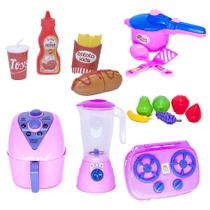 Brinquedo Cozinha Air Fryer Cesta Panela Frutas Pote 16p