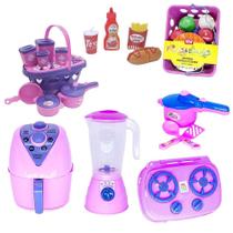 Brinquedo Cozinha Air Fryer Cesta Panela Pote Mercado 31Pç Brinquedo Cozinha Air Fryer Cesta Panela Pote Mercado 31Pç