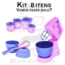 Brinquedo Cozinha Bolo Batedeira Batedor e Potinhos 8pç