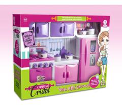 Brinquedo Cozinha Completa Rosa Lua De Cristal + Geladeira